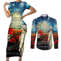 Kei Wareware Tatou New Zealand ANZAC Day Couples Matching Short Sleeve Bodycon Dress and Long Sleeve Button Shirt Starry Night Inspo Style LT05 Blue - Polynesian Pride