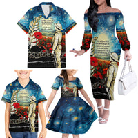 Kei Wareware Tatou New Zealand ANZAC Day Family Matching Off Shoulder Long Sleeve Dress and Hawaiian Shirt Starry Night Inspo Style LT05 - Polynesian Pride