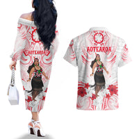 New Zealand Women's Day Couples Matching Off The Shoulder Long Sleeve Dress and Hawaiian Shirt Maori Wahine Polynesian Pattern LT05 - Polynesian Pride