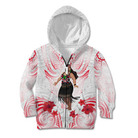 New Zealand Women's Day Kid Hoodie Maori Wahine Polynesian Pattern LT05 Zip Hoodie White - Polynesian Pride