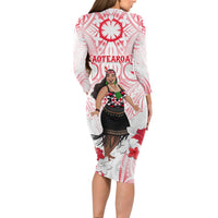 New Zealand Women's Day Long Sleeve Bodycon Dress Maori Wahine Polynesian Pattern LT05 - Polynesian Pride