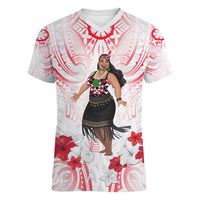 New Zealand Women's Day Women V Neck T Shirt Maori Wahine Polynesian Pattern LT05 Female White - Polynesian Pride