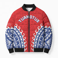 Custom Tuamotu Archipelago Bomber Puffer Jacket Polynesian Tribal Tattoo