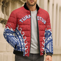 Custom Tuamotu Archipelago Bomber Puffer Jacket Polynesian Tribal Tattoo