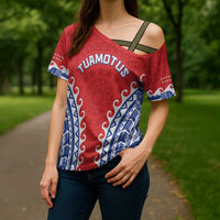 Custom Tuamotu Archipelago Cross Shoulder Shirt Polynesian Tribal Tattoo