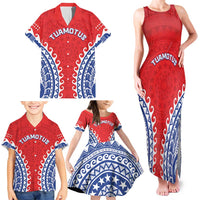 Custom Tuamotu Archipelago Family Matching Tank Maxi Dress and Hawaiian Shirt Polynesian Tribal Tattoo