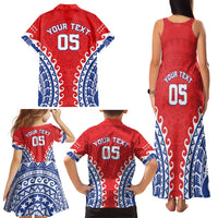 Custom Tuamotu Archipelago Family Matching Tank Maxi Dress and Hawaiian Shirt Polynesian Tribal Tattoo