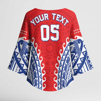 Custom Tuamotu Archipelago Kimono Sleeve Blouse Polynesian Tribal Tattoo