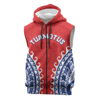 Custom Tuamotu Archipelago Sleeveless Zip Hoodie Polynesian Tribal Tattoo