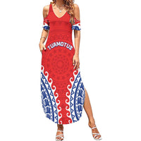 Custom Tuamotu Archipelago Summer Maxi Dress Polynesian Tribal Tattoo