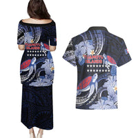 Tuamotu Islands Couples Matching Puletasi and Hawaiian Shirt Polynesian Pattern With Turtle
