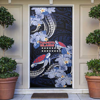 Tuamotu Islands Door Cover Polynesian Pattern With Turtle