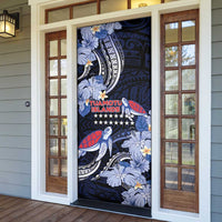 Tuamotu Islands Door Cover Polynesian Pattern With Turtle