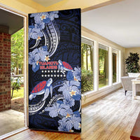 Tuamotu Islands Door Cover Polynesian Pattern With Turtle