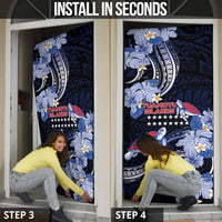 Tuamotu Islands Door Cover Polynesian Pattern With Turtle