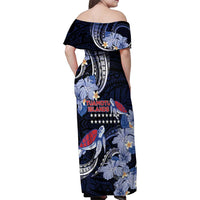 Tuamotu Islands Family Matching Off Shoulder Maxi Dress and Hawaiian Shirt Polynesian Pattern With Turtle