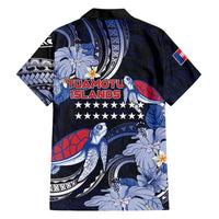 Tuamotu Islands Family Matching Off Shoulder Short Dress and Hawaiian Shirt Polynesian Pattern With Turtle