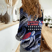 Tuamotu Islands Women Casual Shirt Polynesian Pattern With Turtle