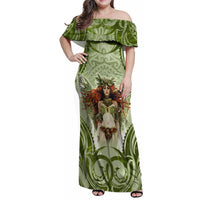 New Zealand Maori Fairy Patupaiarehe Family Matching Off Shoulder Maxi Dress and Hawaiian Shirt Polynesian Style LT05 Mom's Dress Red - Polynesian Pride