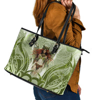 New Zealand Maori Fairy Patupaiarehe Leather Tote Bag Polynesian Style