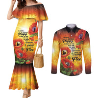 ANZAC Day Red Poppy Couples Matching Mermaid Dress and Long Sleeve Button Shirt Honoring The ANZAC Spirit