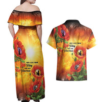 ANZAC Day Red Poppy Couples Matching Off Shoulder Maxi Dress and Hawaiian Shirt Honoring The ANZAC Spirit