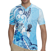 Aotearoa Maori Wahine Rugby Jersey Fantail Bird Blue Gold Marble