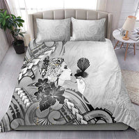 Aotearoa Maori Wahine Bedding Set Fantail Bird Black Gold Marble