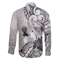 Aotearoa Maori Wahine Family Matching Summer Maxi Dress and Hawaiian Shirt Fantail Bird Black Gold Marble