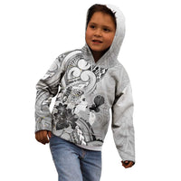Aotearoa Maori Wahine Kid Hoodie Fantail Bird Black Gold Marble