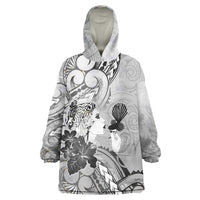 Aotearoa Maori Wahine Wearable Blanket Hoodie Fantail Bird Black Gold Marble