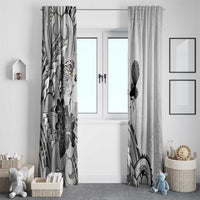 Aotearoa Maori Wahine Window Curtain Fantail Bird Black Gold Marble