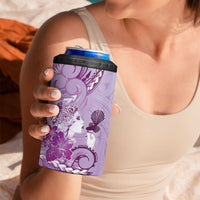 Aotearoa Maori Wahine 4 in 1 Can Cooler Tumbler Fantail Bird Purple Gold Marble