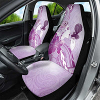 Aotearoa Maori Wahine Car Seat Cover Fantail Bird Purple Gold Marble
