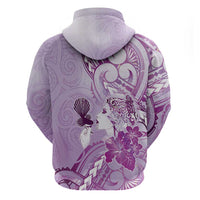 Aotearoa Maori Wahine Hoodie Fantail Bird Purple Gold Marble