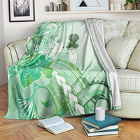 Aotearoa Maori Wahine Blanket Fantail Bird Green Gold Marble