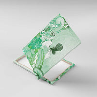 Aotearoa Maori Wahine Canvas Wall Art Fantail Bird Green Gold Marble