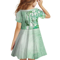 Aotearoa Maori Wahine Family Matching Mermaid Dress and Hawaiian Shirt Fantail Bird Green Gold Marble LT05 - Polynesian Pride