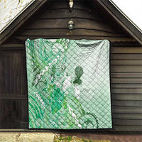 Aotearoa Maori Wahine Quilt Fantail Bird Green Gold Marble LT05 - Polynesian Pride