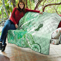 Aotearoa Maori Wahine Quilt Fantail Bird Green Gold Marble LT05 - Polynesian Pride