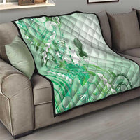 Aotearoa Maori Wahine Quilt Fantail Bird Green Gold Marble LT05 - Polynesian Pride