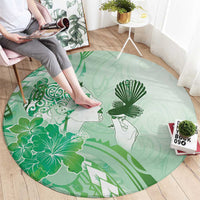 Aotearoa Maori Wahine Round Carpet Fantail Bird Green Gold Marble LT05 - Polynesian Pride