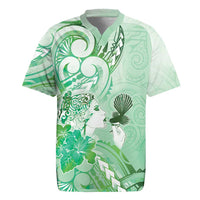 Aotearoa Maori Wahine Rugby Jersey Fantail Bird Green Gold Marble