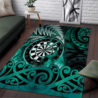 New Zealand Darts Area Rug Maori Koru Dartboard Turquoise Flame