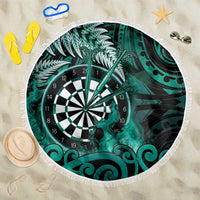 New Zealand Darts Beach Blanket Maori Koru Dartboard Turquoise Flame