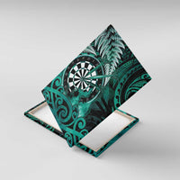 New Zealand Darts Canvas Wall Art Maori Koru Dartboard Turquoise Flame LT05 With Frame Turquoise - Polynesian Pride