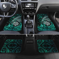 New Zealand Darts Car Mats Maori Koru Dartboard Turquoise Flame