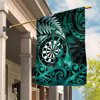 New Zealand Darts Garden Flag Maori Koru Dartboard Turquoise Flame LT05 House Flag Turquoise - Polynesian Pride