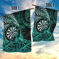 New Zealand Darts Garden Flag Maori Koru Dartboard Turquoise Flame LT05 - Polynesian Pride