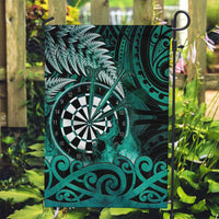 New Zealand Darts Garden Flag Maori Koru Dartboard Turquoise Flame LT05 Garden Flag Turquoise - Polynesian Pride